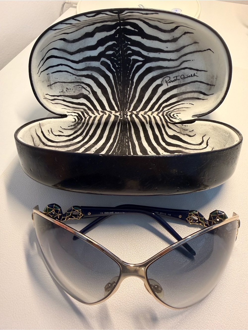 Roberto Cavalli Serpent Enamel Cat-Eye Sunglasses with Gradient Lenses